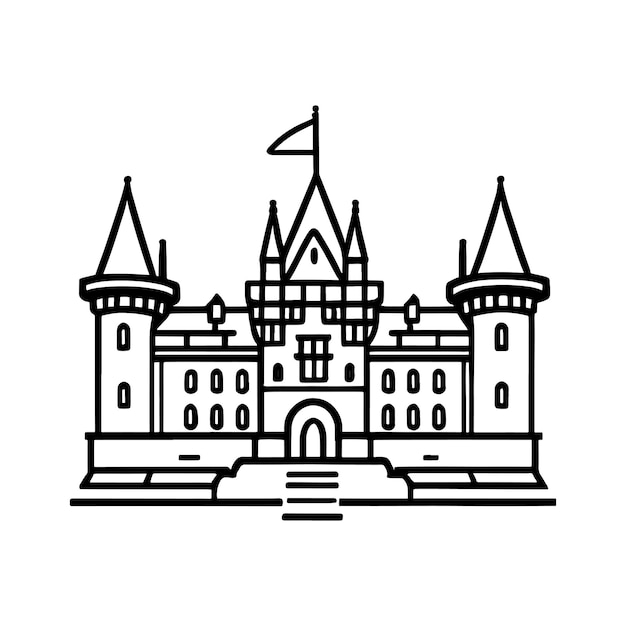 Vector ilustración en línea del castillo victoriano