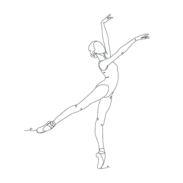 Ilustración de línea continua de bailarina de ballet