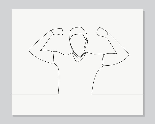 Ilustración de una línea continua de hombre fuerte