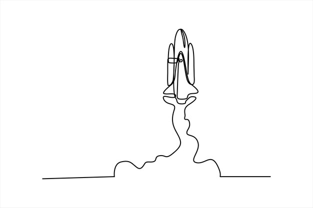 Ilustración de línea continua de ilustración de cohete espacial