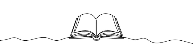 Una ilustración de línea continua de un libro abierto Arte de línea de un libro