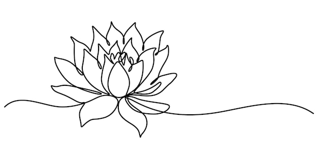 Ilustración de línea continua de lirio de agua Flor de lirio en estilo de dibujo de línea continua única