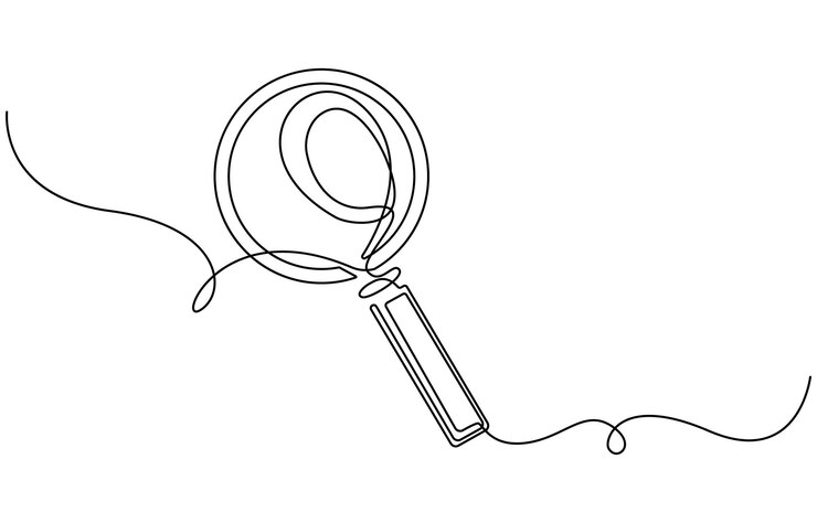 Vector ilustración de una línea continua de lupa dibujo de línea continua de lupa