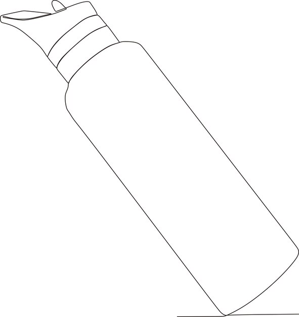 Ilustración de línea continua de una mano sosteniendo una botella