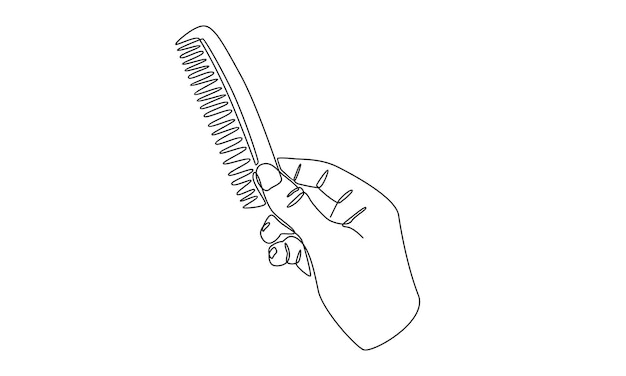 Ilustración de la línea continua del peine de cabello