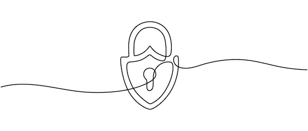 Ilustración de la línea continua de protección Cerraduro en estilo de dibujo de línea continua Cerradura portátil