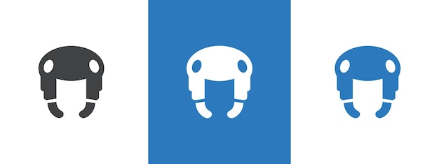 Ilustración de la línea delgada del icono del casco de taekwondo