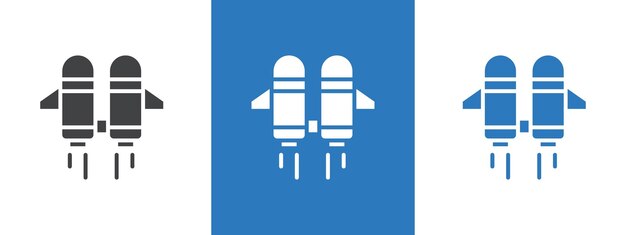 Ilustración de la línea delgada del icono del jet pack