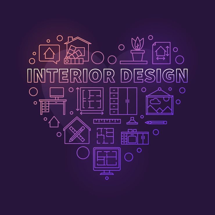 Vector ilustración de línea en forma de corazón colorido vector de diseño de interiores