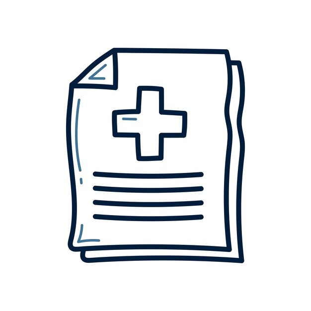 Ilustración de la línea de garabateo de registros médicos dibujada a mano