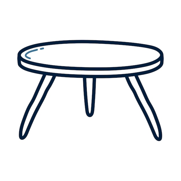 Ilustración de línea de garabatos de mesa redonda dibujada a mano Vector de icono de garabatos de mesa redonda