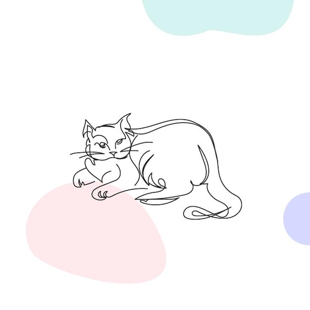 Ilustración de línea de gato lindo dibujado a mano vector gratuito