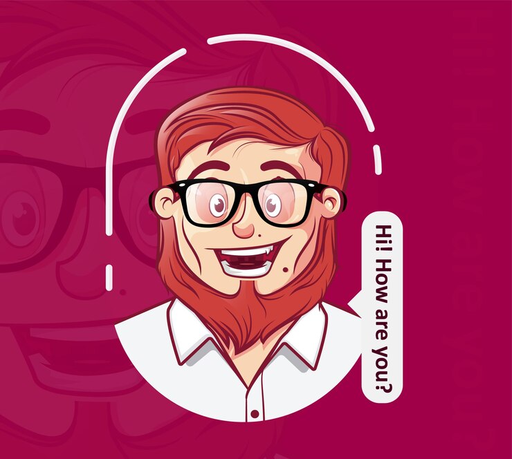 Vector ilustración de línea gruesa de un personaje rubio con barba espesa