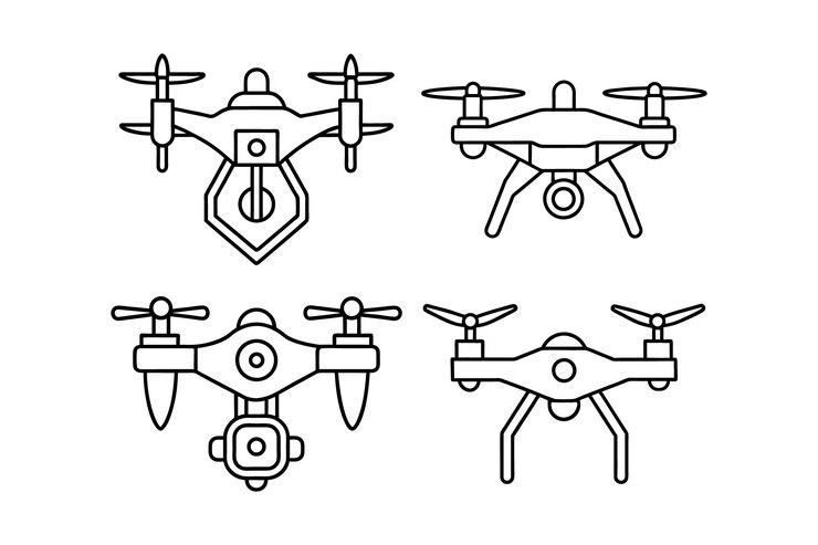 Ilustración de la línea de icono dron