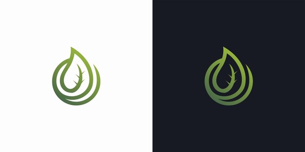 ilustración de línea de icono de vector de logotipo de agua de hoja