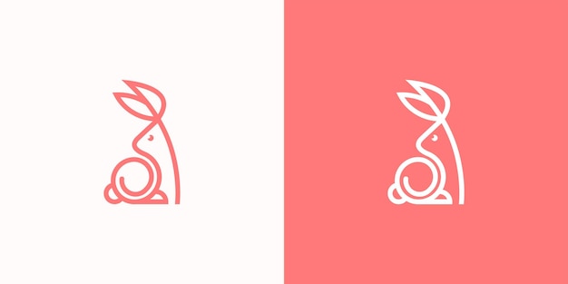 Ilustración de línea de icono de vector de logotipo de conejo