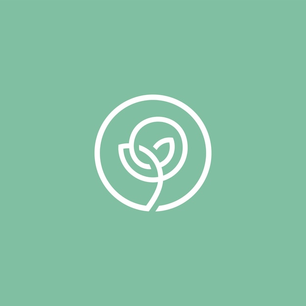 ilustración de línea de icono de vector de logotipo de planta de hoja