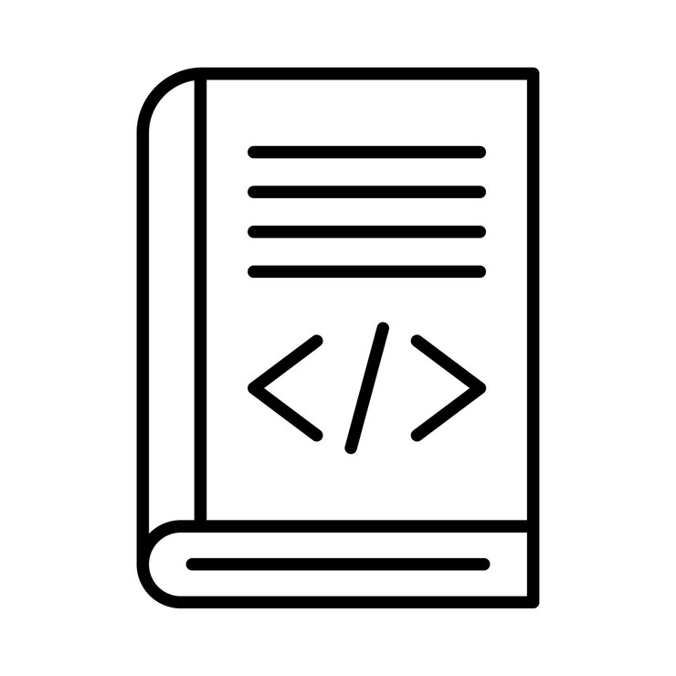 Vector ilustración de la línea del libro de codificación