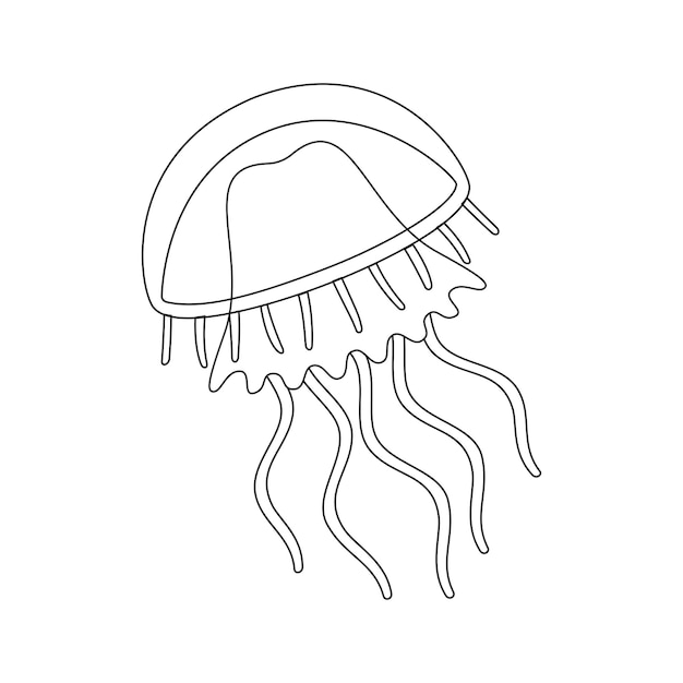 Vector ilustración de línea de medusa en blanco y negro página de colorear de terapia de arte