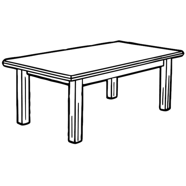 Ilustración en línea de una mesa de madera