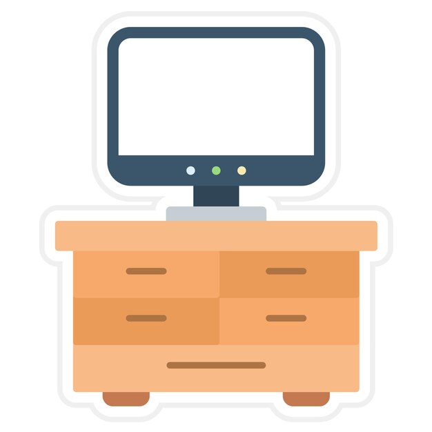 Ilustración de la línea de mesa de la TV
