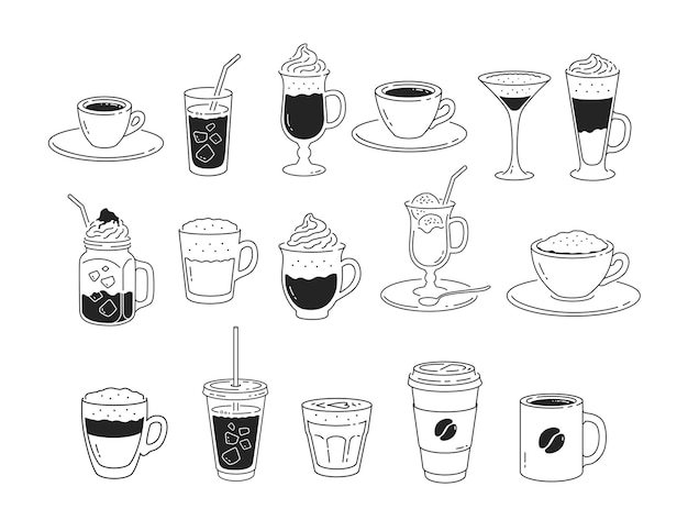 Ilustración de línea minimalista vectorial de una taza de café