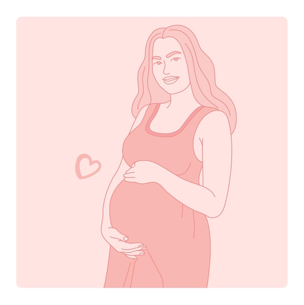 ilustración de línea de mujeres embarazadas. Día Internacional de la Madre.