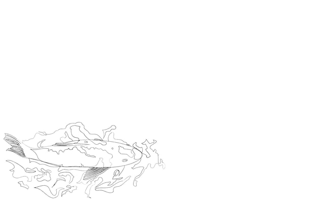 Ilustración de línea de natación de carpa solo sin color
