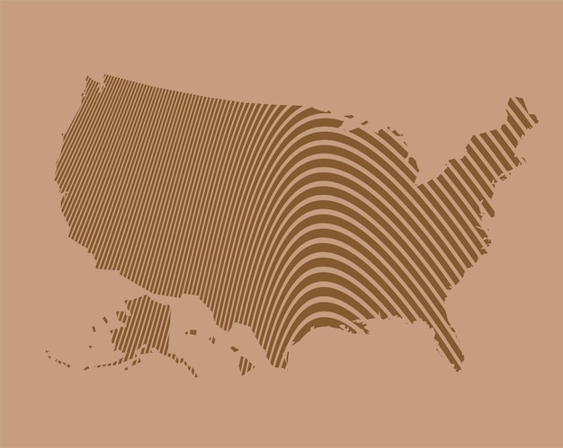 Ilustración de línea de ondas de mapa vectorial de Estados Unidos de América Ilustración de vector de mapa de EE.UU.