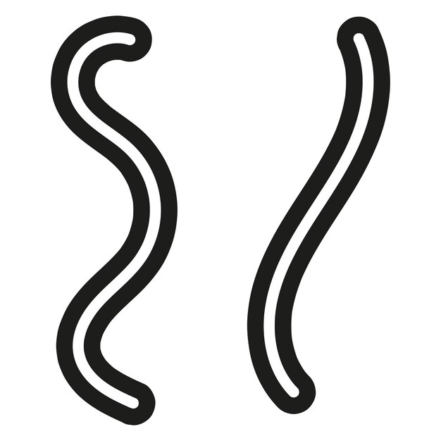 Ilustración de línea ondulada Elemento de franja curva Forma de contorno vectorial Forma negra fluida