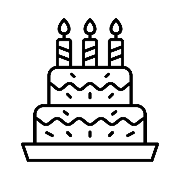 Ilustración de la línea del pastel de cumpleaños