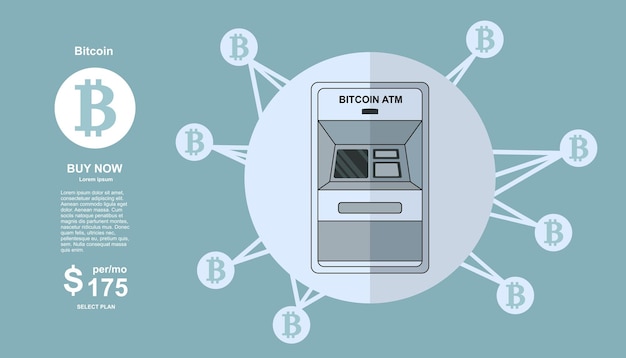 Ilustración de línea plana de cajero automático Bitcoin ATM para web y aplicación