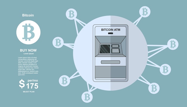 Ilustración de línea plana de cajero automático bitcoin atm para web y aplicación