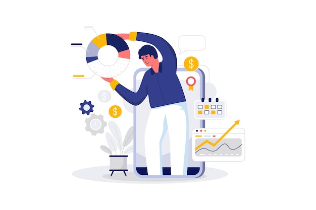 ilustración de línea plana de vector de arte de carácter de gestión empresarial