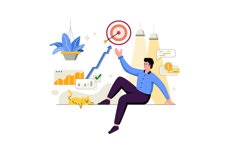 Vector ilustración de línea plana de vector de arte de carácter de gestión empresarial
