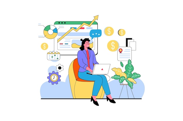 ilustración de línea plana de vector de arte de carácter de gestión empresarial
