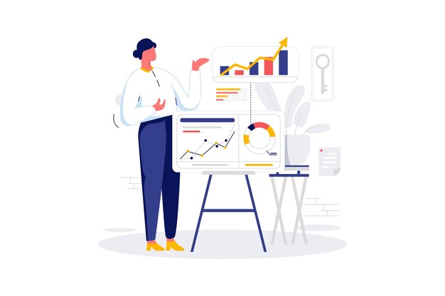 ilustración de línea plana de vector de arte de carácter de gestión empresarial