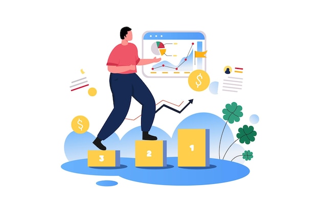 ilustración de línea plana de vector de arte de carácter de gestión empresarial