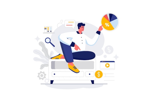 ilustración de línea plana de vector de arte de carácter de gestión empresarial
