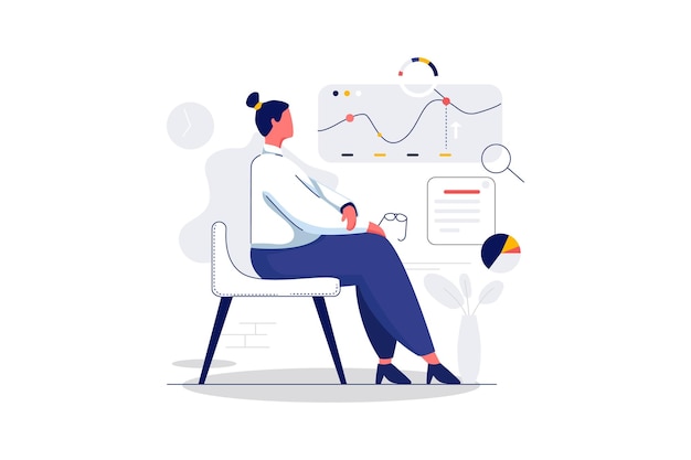 ilustración de línea plana de vector de arte de carácter de gestión empresarial
