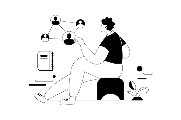 ilustración de línea plana de vector de arte de personaje