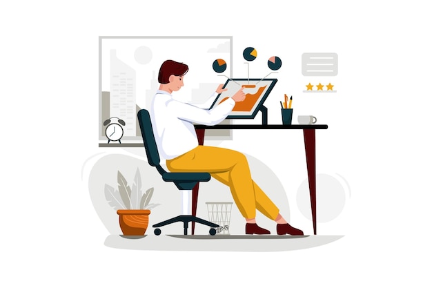 ilustración de línea plana de vector de arte de personaje