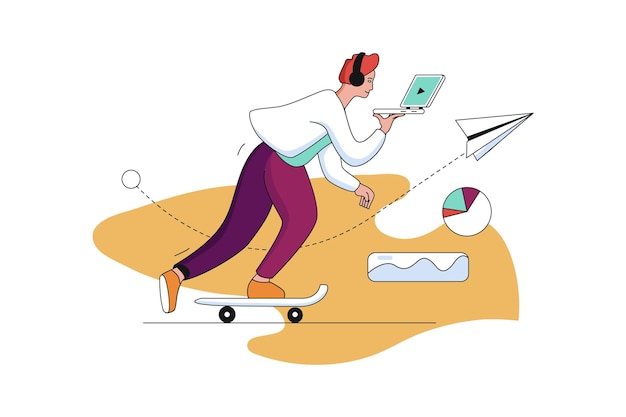 ilustración de línea plana de vector de arte de personaje