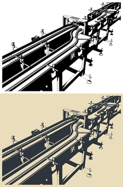 Ilustración de la línea de producción del transportador