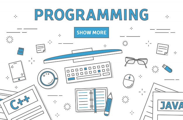 Ilustración de línea de programación.