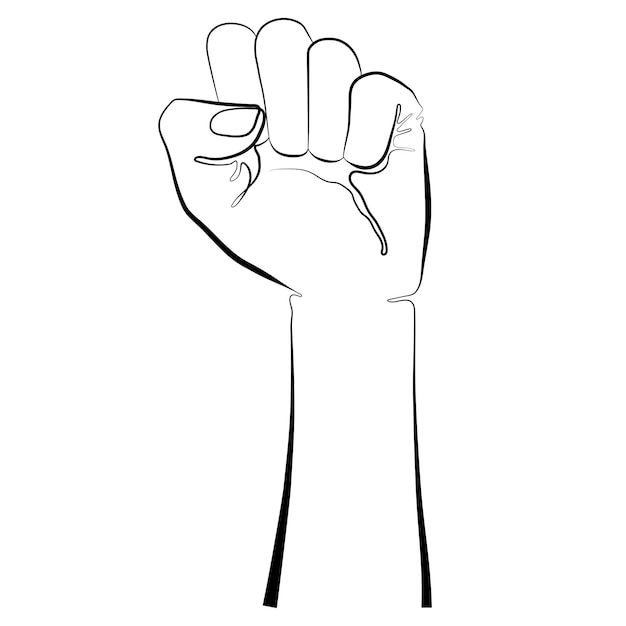 Ilustración de una línea de puño Mano humana Concepto de arte de línea continua para cartel de banner de tarjeta de logotipo