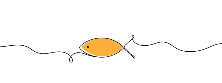 Vector ilustración de una línea de símbolo cristiano de pescado