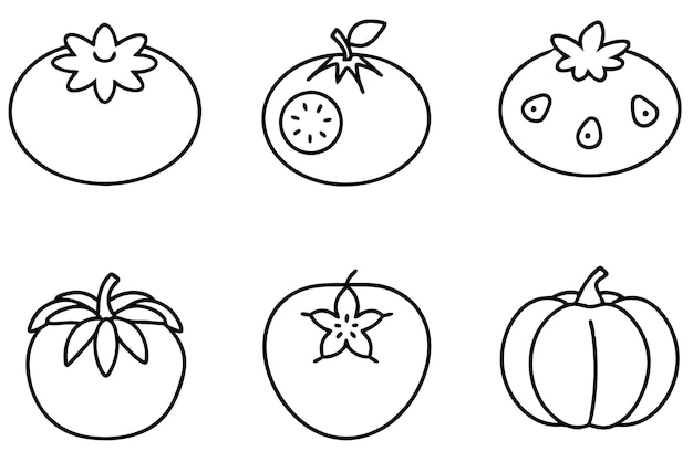 Ilustración de la línea de tomate Arte vegetariano rojo en negrita