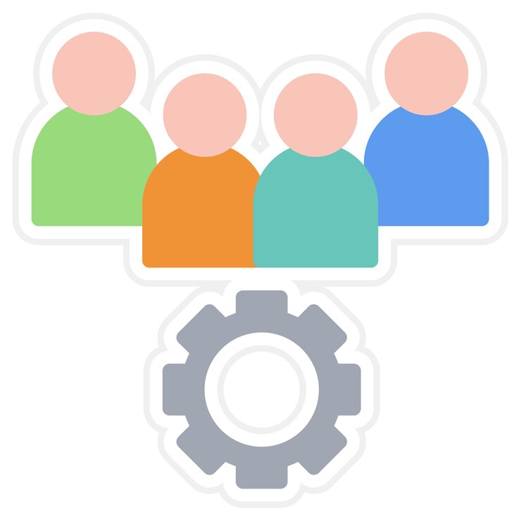 Vector ilustración de línea de trabajo en equipo