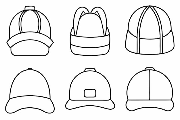 Ilustración de la línea trasera de la gorra con estilo de sombrero